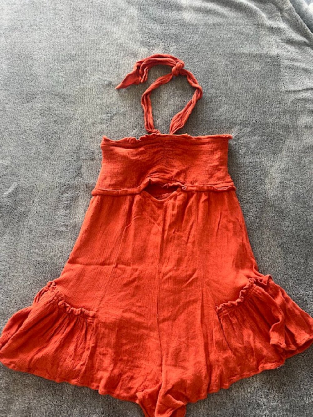 Cotton Candy LA Burnt Orange Halter Ruffle Shorts Romper Size Small